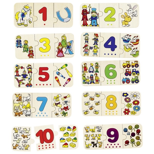 GOKI wooden puzzle - learning numbers 1-10 with counting and matching