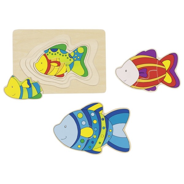 GOKI wooden 4-layer puzzle - Fish 