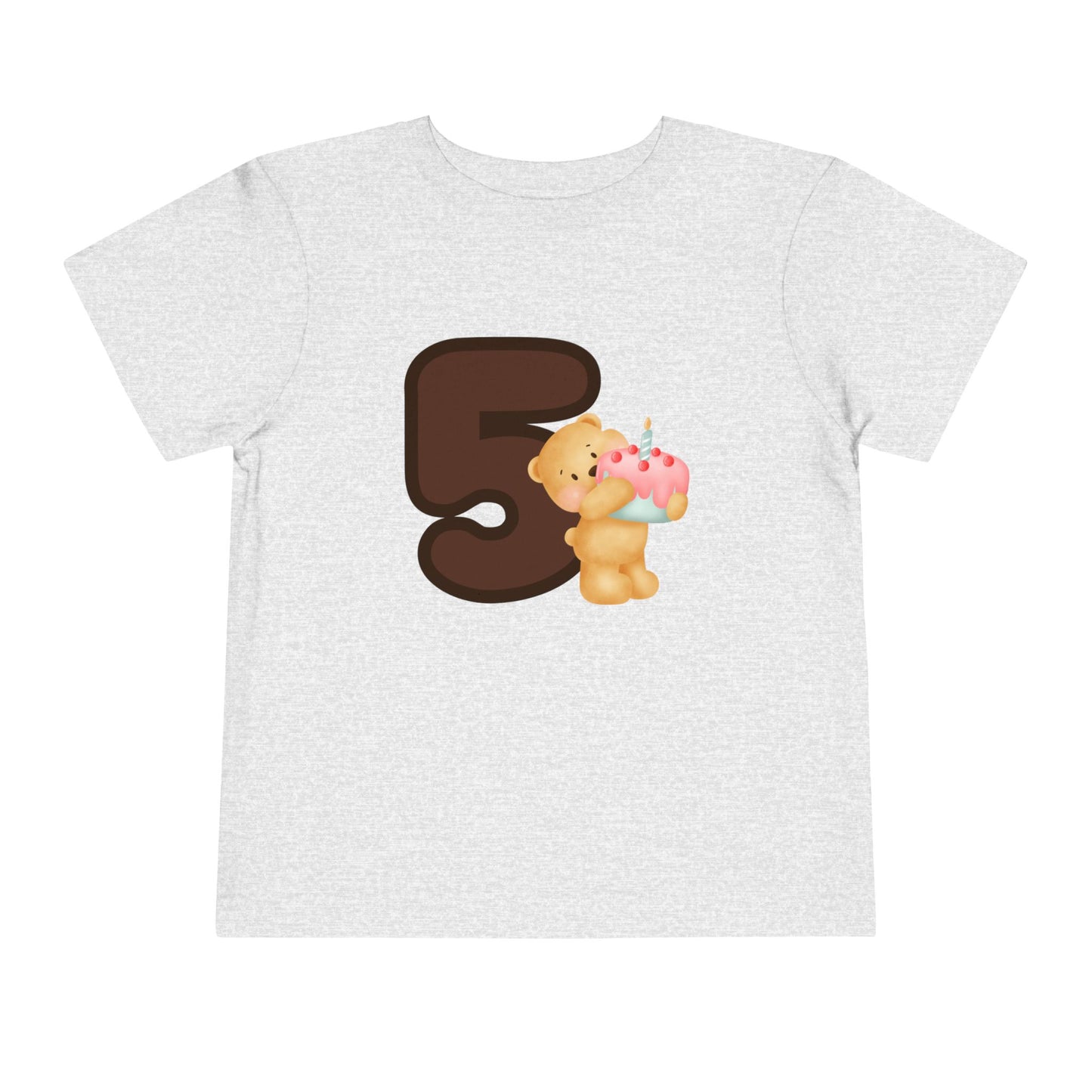 T-shirt for children with “Terrier with Cake – 5th Birthday” design 