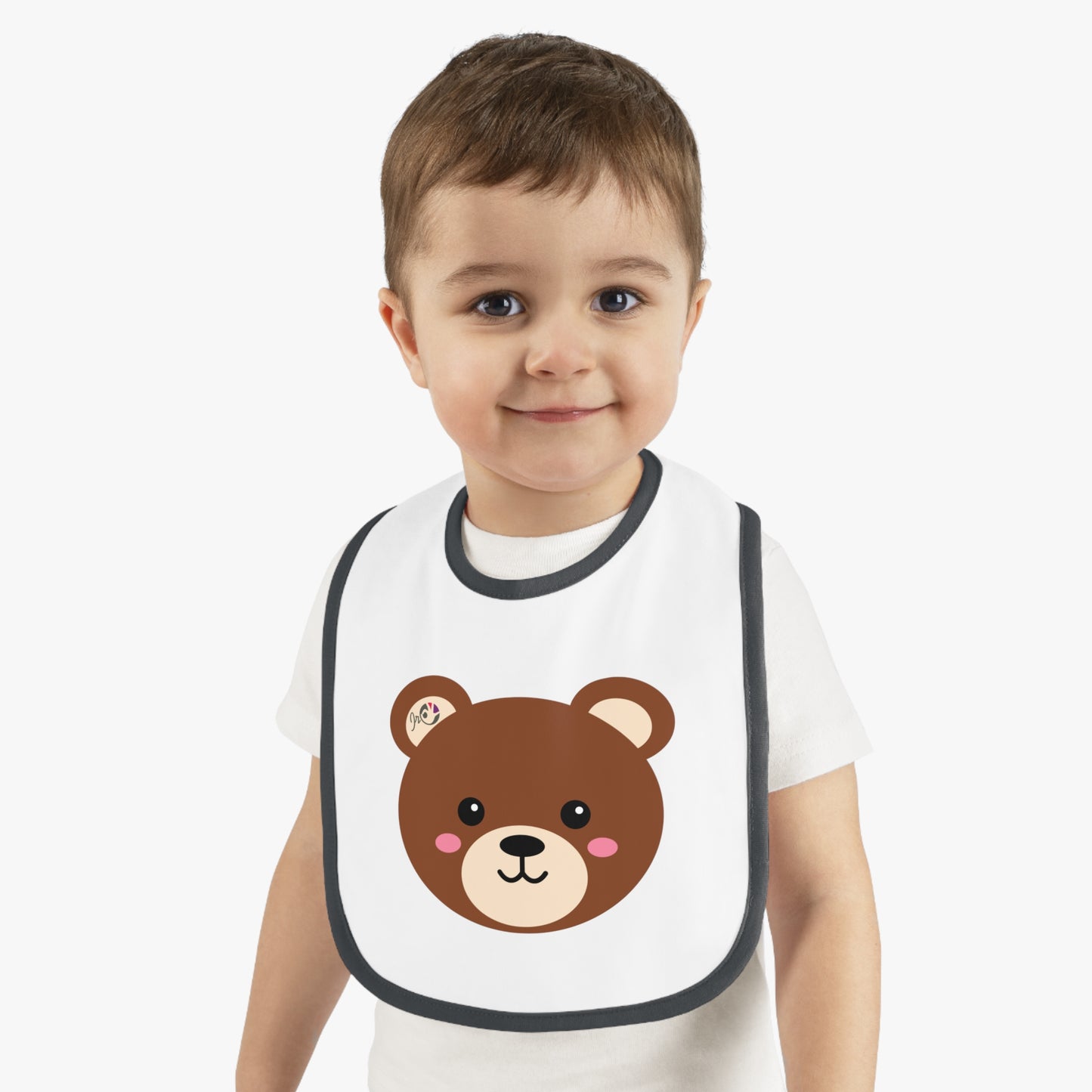 Cute bear baby bib – feeding bib with contrasting border for babies 