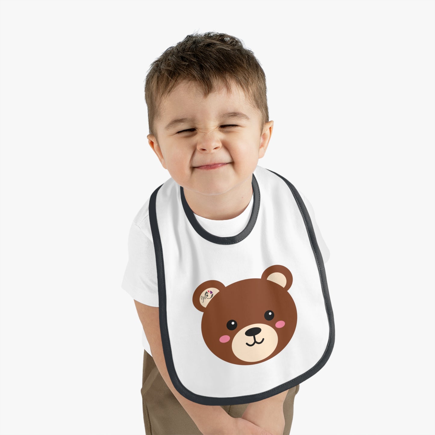 Cute bear baby bib – feeding bib with contrasting border for babies 