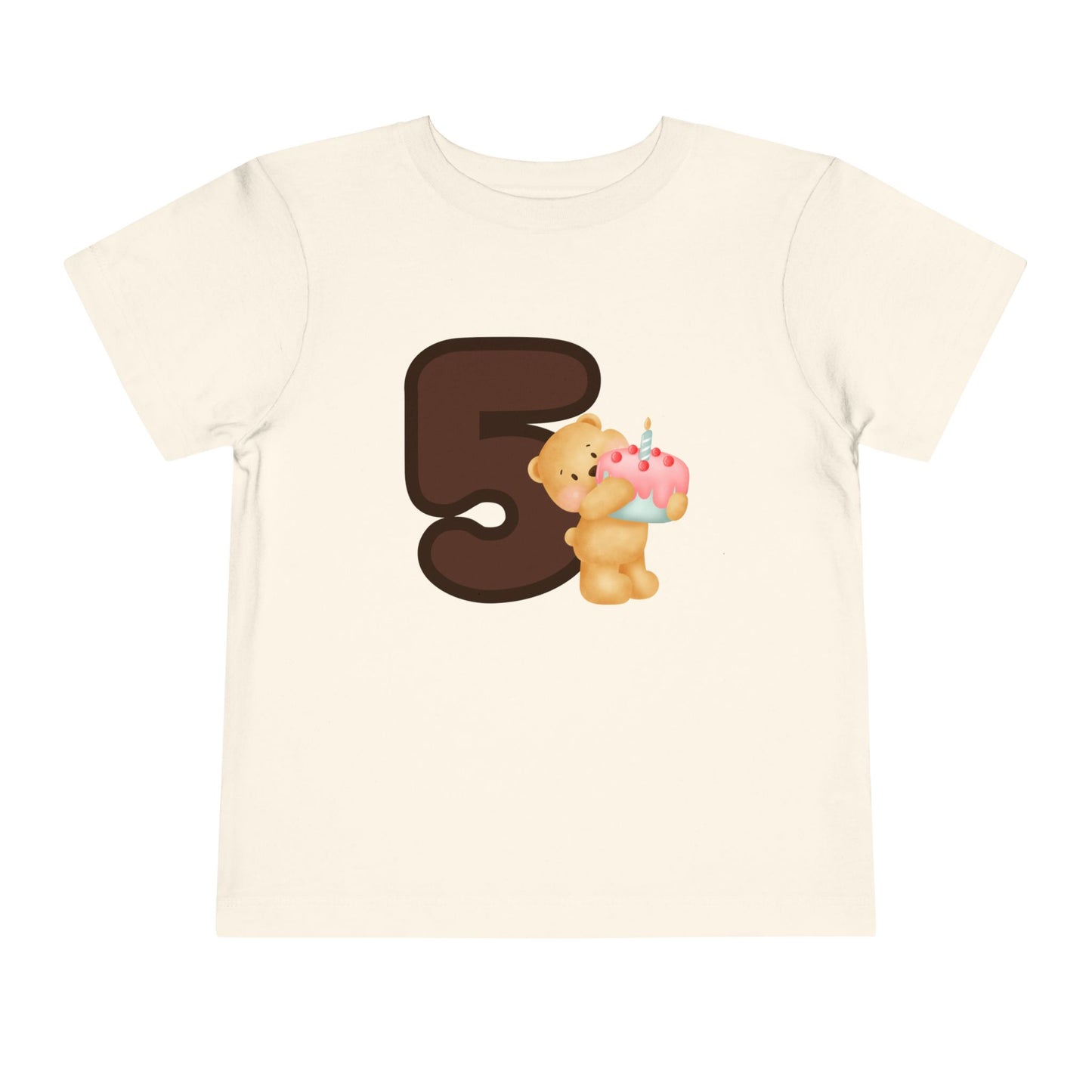 T-shirt for children with “Terrier with Cake – 5th Birthday” design 