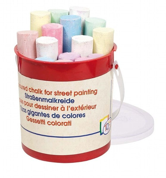 GOKI large colored crayons for drawing on asphalt, in a bucket