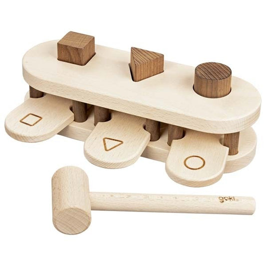 GOKI natural wooden hammer game with shapes