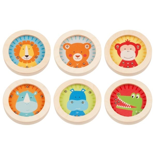 GOKI Pinball wooden toy with steel balls, animals 