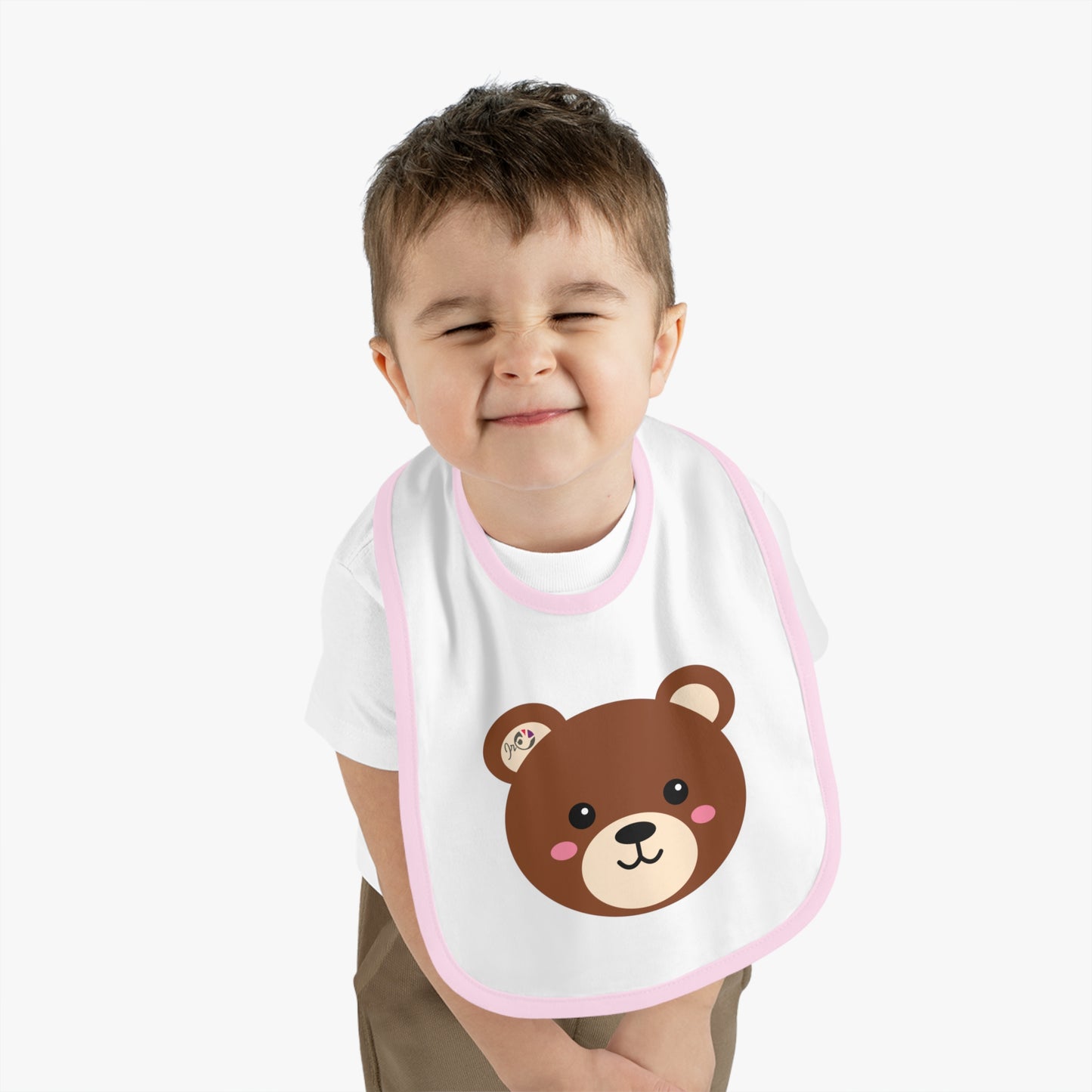 Cute bear baby bib – feeding bib with contrasting border for babies 