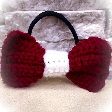 Crocheted butterfly for mom in the colors of the Latvian flag for hair with elastic