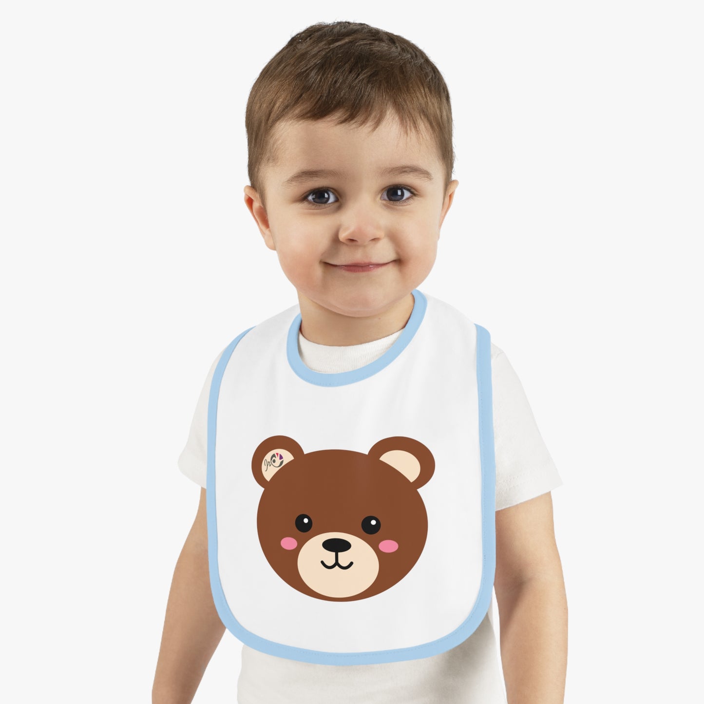 Cute bear baby bib – feeding bib with contrasting border for babies 