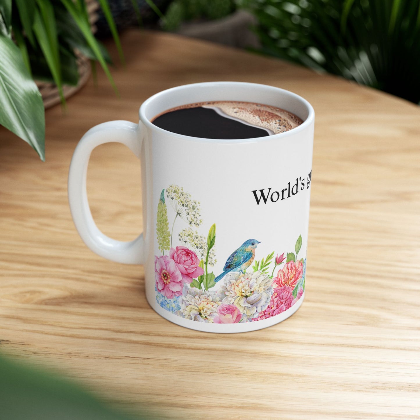 World's Greatest Mom flower ceramic mug - a great gift for Mother's Day, birthday or just because! 