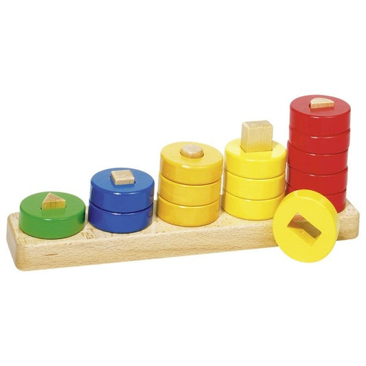 GOKI wooden sorter - figures, pyramid, for learning counting