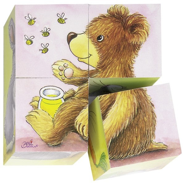 GOKI koka kubu puzle - dzīvnieku mazuļi