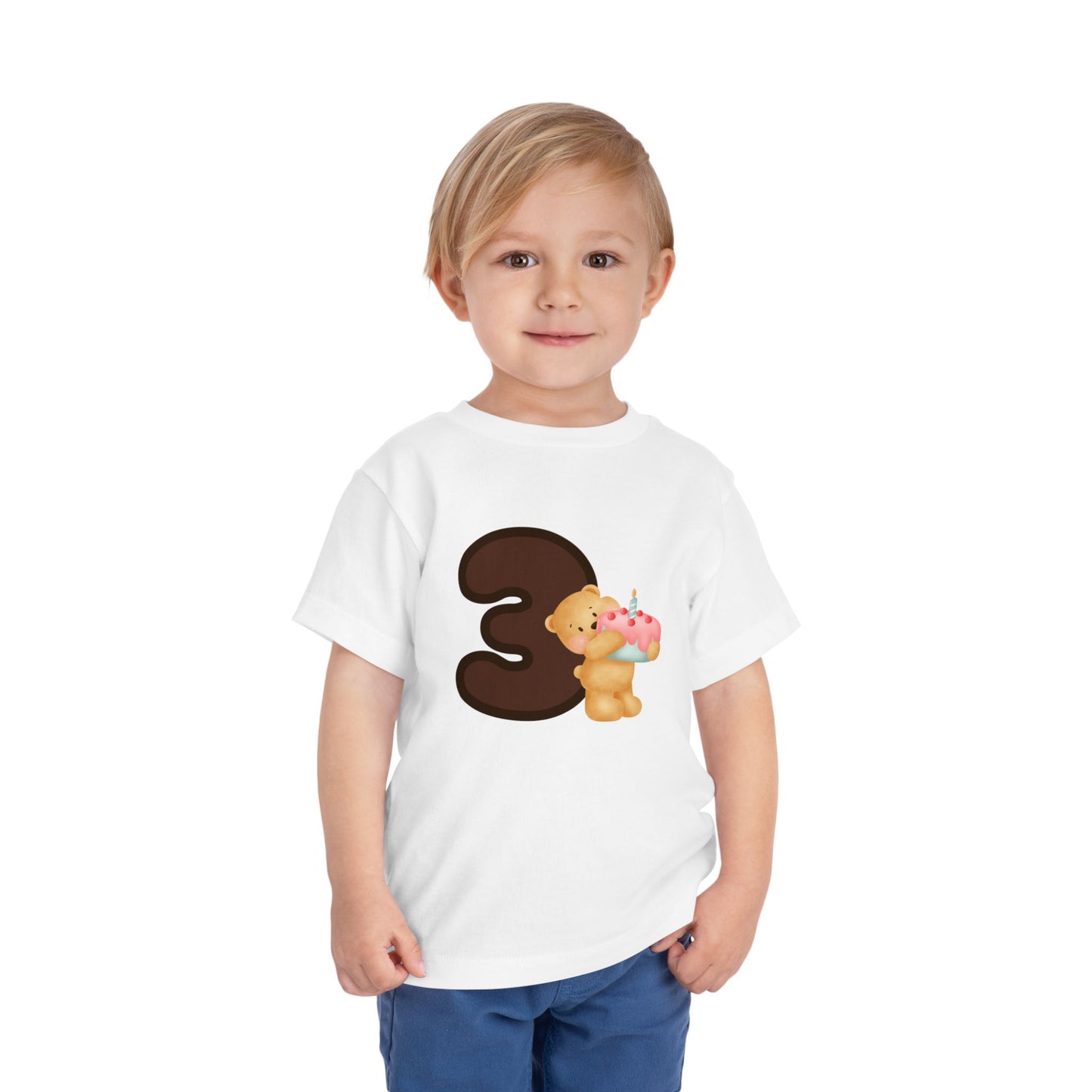 T-shirt for children with “Terrier with Cake – 3rd Birthday” design 