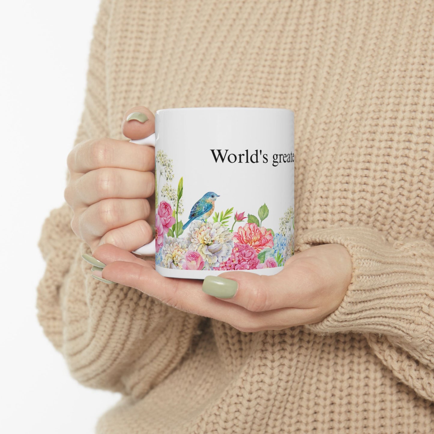 World's Greatest Mom flower ceramic mug - a great gift for Mother's Day, birthday or just because! 